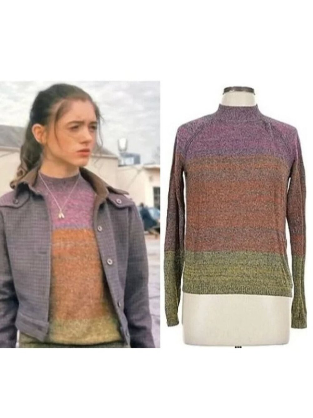 ASO NANCY WHEELER STRANGER THINGS Ombre Gradient Sweater RARE EUC